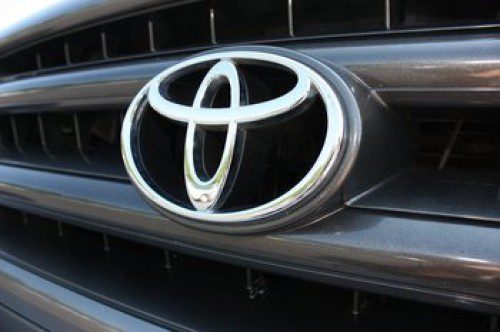 Close up of Toyota logo on car grill.
Graphics project