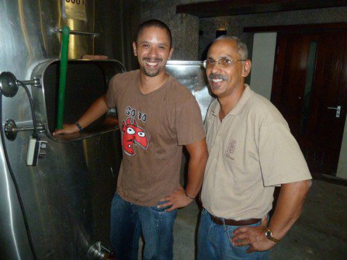 

<p>Randolph Christians, head winemaker at Rustenburg Estate with<br />
his son.</p>
<p>“><figcaption class=