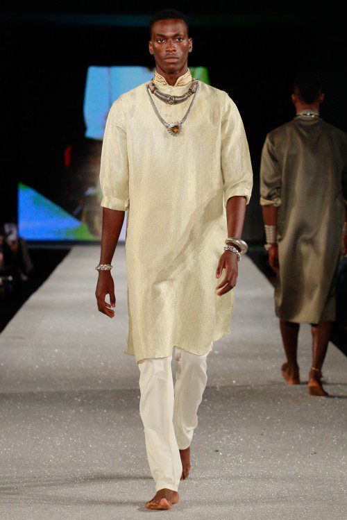 

<p>Arise Magazine Fashion Week was held in Lagos, Nigeria last week. It aims to showcase African fashion to the world. A model wears Amrapali, an Indian label showing in Lagos.</p>
<p>“><figcaption class=