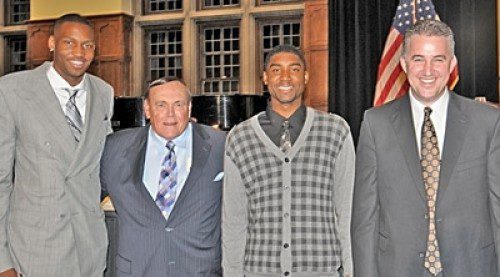 Johnson (left), Moore (third from left) and Gene Keady (second from left)