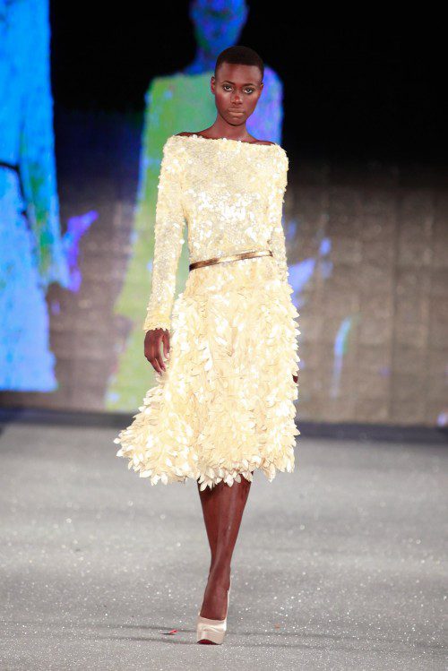 

<p>Arise Magazine Fashion Week was held in Lagos, Nigeria last week. It aims to showcase African fashion to the world. A model takes to the catwalk wearing a creation of South African designer Gavin Rajah.</p>
<p>“><figcaption class=