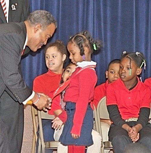 Diggs Achievers receive a special award from Dwayne Murray.