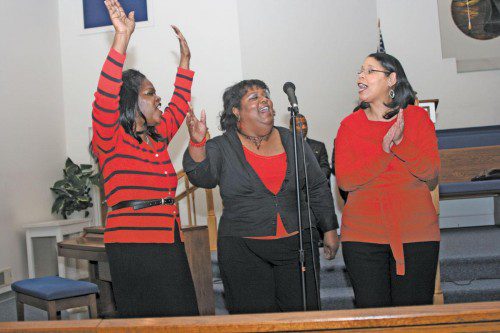 Members of the Bethany devotional team sing opening selections. The Zion Hope Choir (not pictured) also rendered praise and worship favorites. (Photos/L. Blaylock)