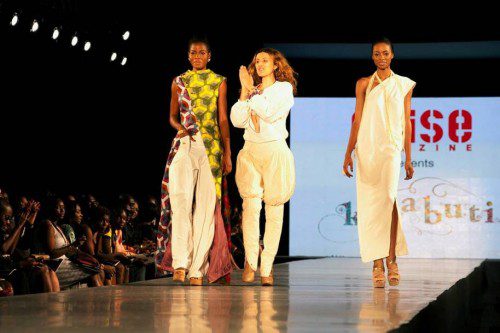 

<p>Arise Magazine Fashion Week was held in Lagos, Nigeria last week. It aims to showcase African fashion to the world. Caterina Bortolussi (center), designer for Kinabuti, joins the models on stage at the end of her show.</p>
<p>“><figcaption class=