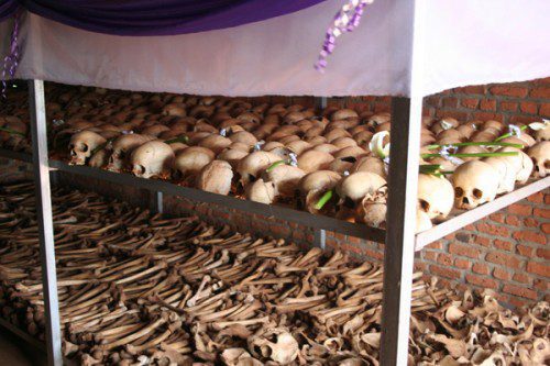 

<p>Bones are lined up in the crypt at Nyamata Genocide Memorial. A<br />
guide at Nyamata Genocide Memorial said more than 10,000 people<br />
were killed at the church and in the immediate area.</p>
<p>“><figcaption class=