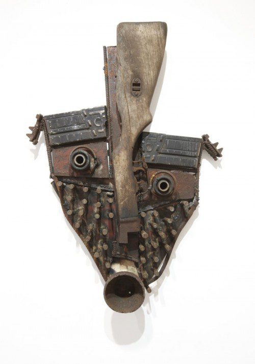 

<p>A mask from Goncalo Mabunda’s recent exhibition in London. Gallery owner Jack Bell says the work references traditional African art, as well as European modernist pioneers such as Pablo Picasso and Georges Braque.</p>
<p>“><figcaption class=