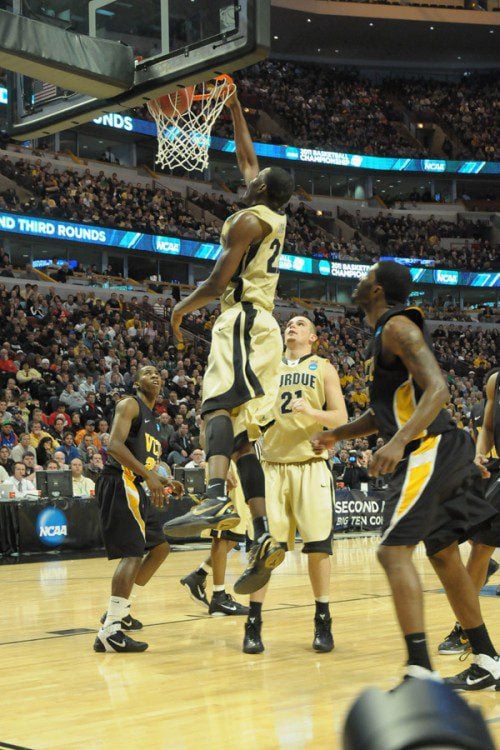 Johnson scores one of the 76 points his team earned during a tournament game against Virginia Commonwealth University. It was not enough, however, to stop VCU, who won 94-76 and ended Purdue’s run in the NCAA tournament. (Photos/E. Powell)