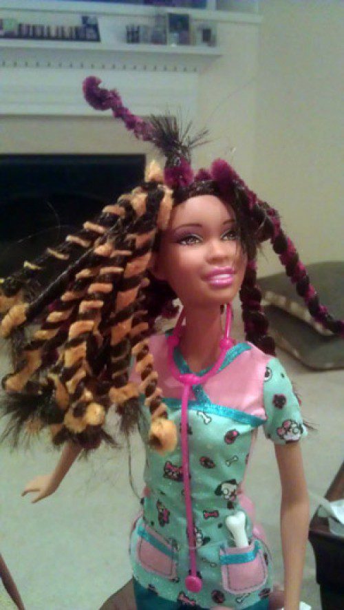 

<p>This holiday season, one group of women in Columbus, Georgia,<br />
decided to try a new, kinky hairstyle on one of pop culture’s most<br />
enduring beauty icons: Barbie. Using simple at-home methods, the<br />
Fro-lific meetup group turned the straight, shiny hair on 40<br />
donated Barbies into natural-looking curls.</p>
<p>“><figcaption class=