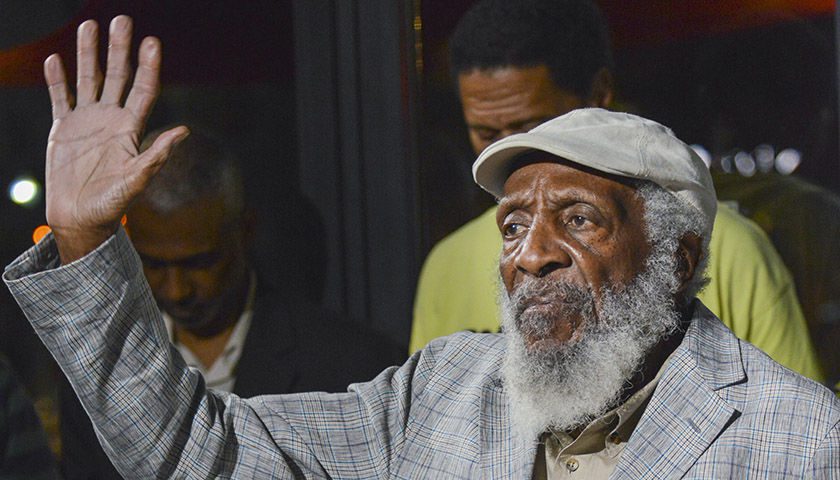 

<p>Civil rights activist and groundbreaking comedian Dick Gregory died on Saturday, Aug. 19, 2017. This photo was taken during a panel discussion on the protests in Ferguson following the shooting of unarmed teenager Michael Brown. (Freddie Allen/AMG/NNPA)</p>
<p>“><figcaption class=
