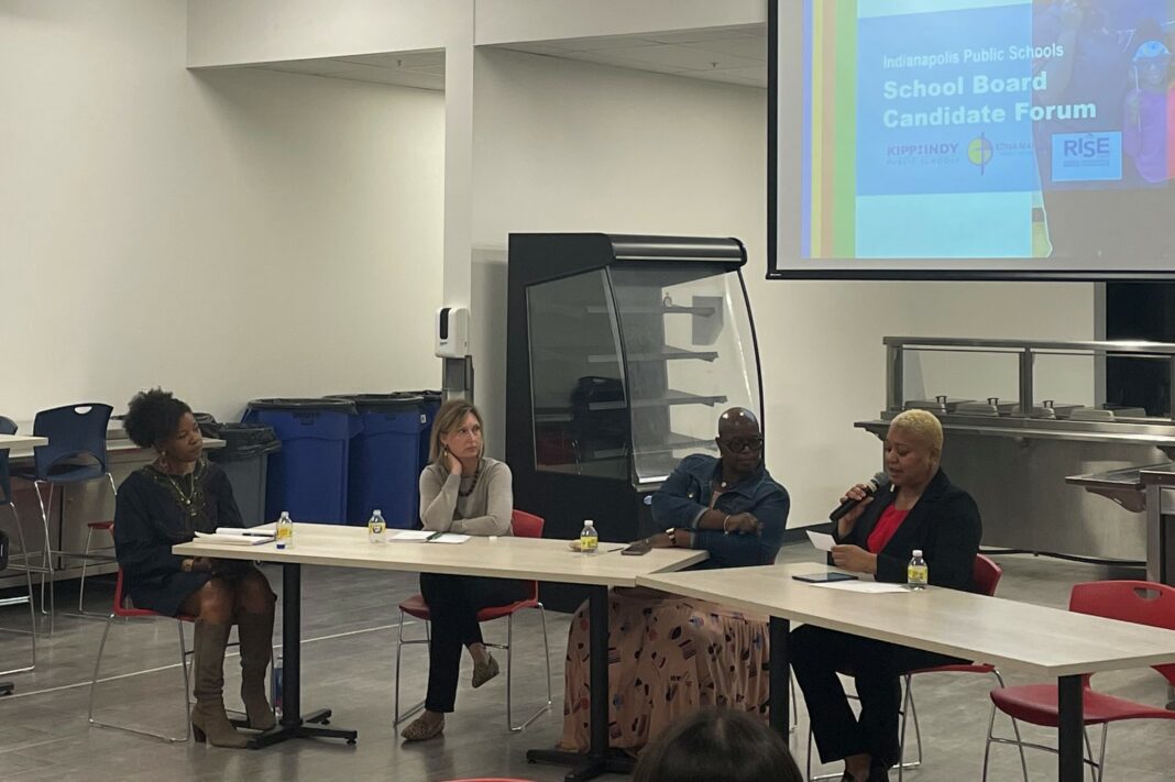 IPS school board candidates discuss various topics during a public forum at KIPP Legacy High School in Indianapolis Oct. 6, 2022