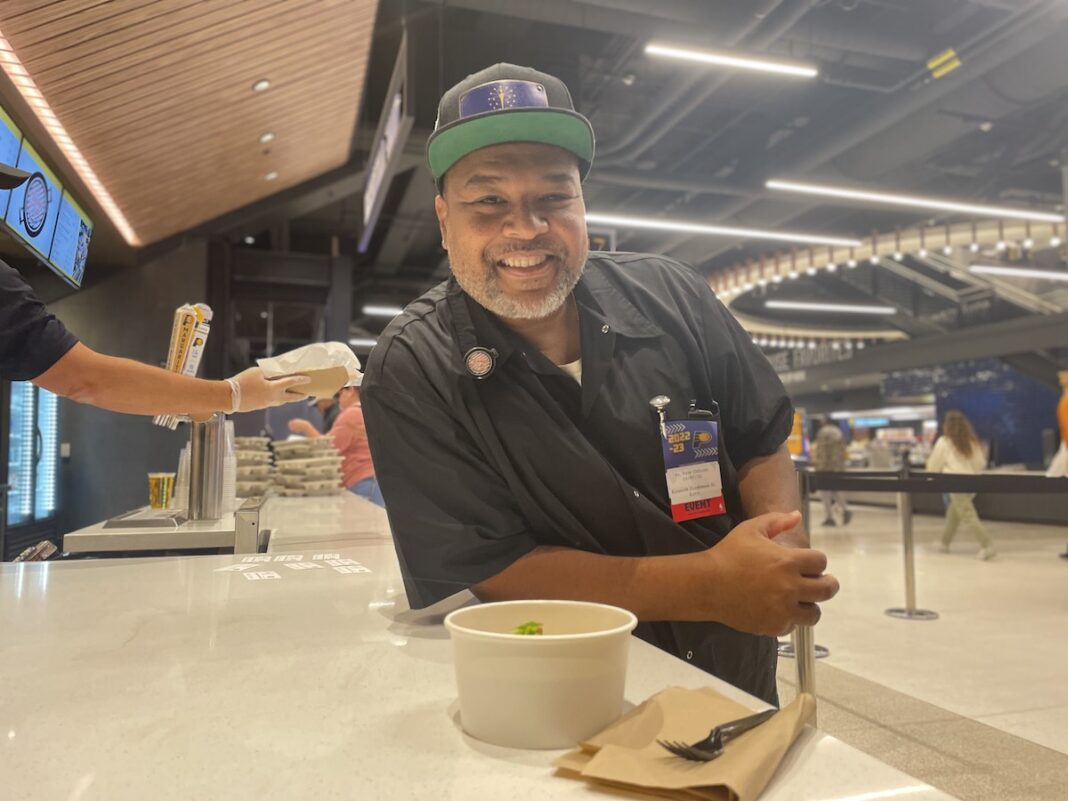 Kenneth Hardiman Jr. of Forked Up Catering at The Kitchen during the Nov. 7 Pacers game at Gainbridge Fieldhouse.