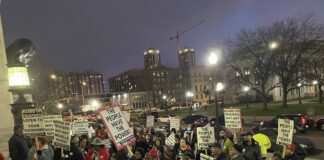 community members gathered to protest in support of nichelle hayes
