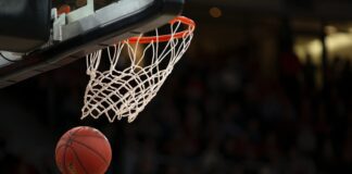 ball under basketball ring