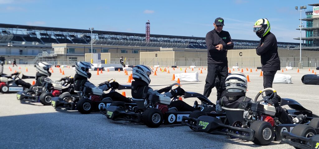 Drivers of NXG Youth Motorsports preparing to take the 'track' at the Indianapolis Motor Speedway, home of the Indy 500.