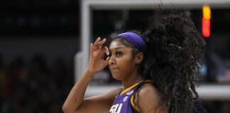 LSU national title; Angel Reese basketball court