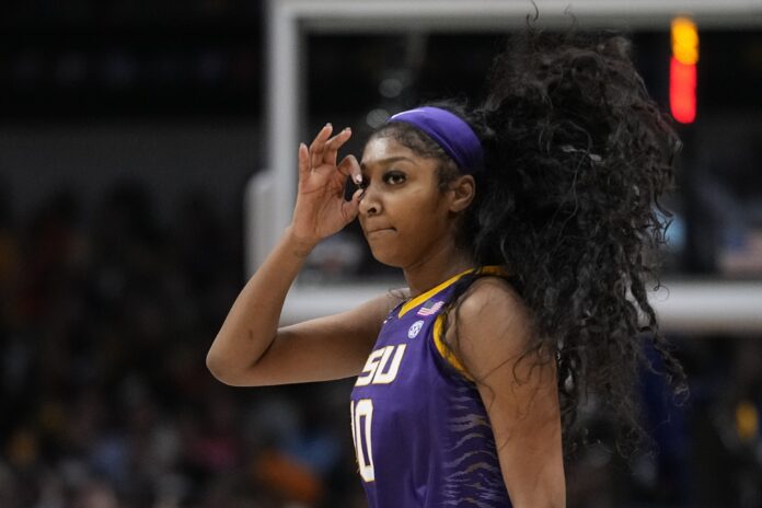 LSU national title; Angel Reese basketball court