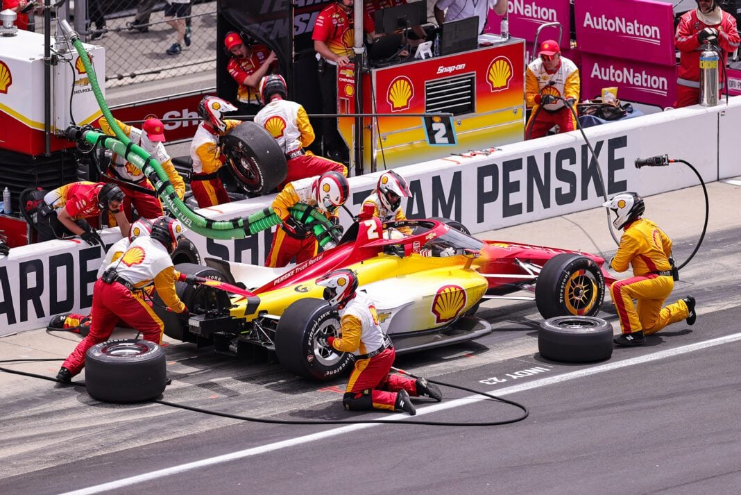 Winner of the 2023 Indianapolis 500 Josef Newgarden and his elite pit crew on May 28, 2023. (Photo/David Dixon)