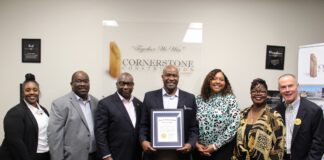 Cornerstone Construction team with Mayor Hogsett & Director Fredricks.