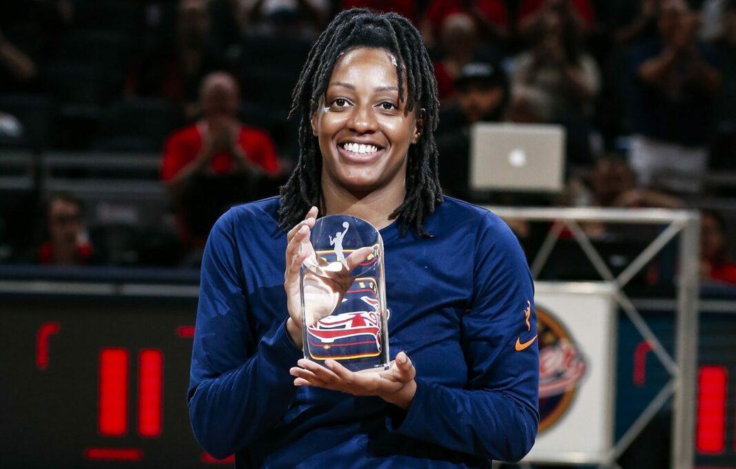 Indiana Fever All-Star guard and 2023 Dawn Staley Award winner Kelsey Mitchell