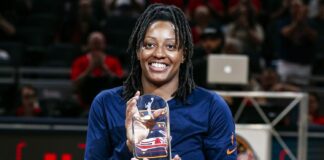 Indiana Fever All-Star guard and 2023 Dawn Staley Award winner Kelsey Mitchell