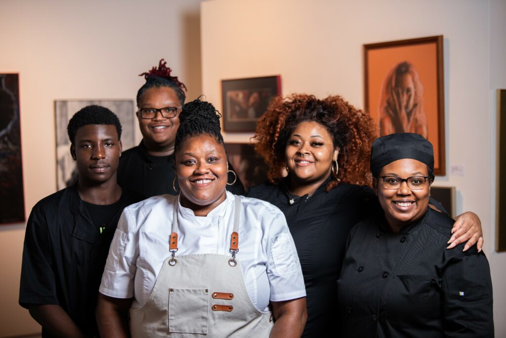 Chef Tawana Gulley of Healthy Soul and her students from the TeenWorks program prepared a four-course dinner for ArtDish at The Harrison Center, July 10. (Photo provided/Chef Tawana Gulley)