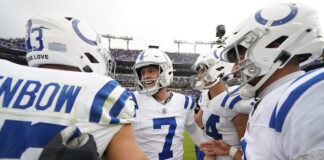 AP; Matt Gay, Indianapolis Colts, Overtime; win; Baltimore Ravens