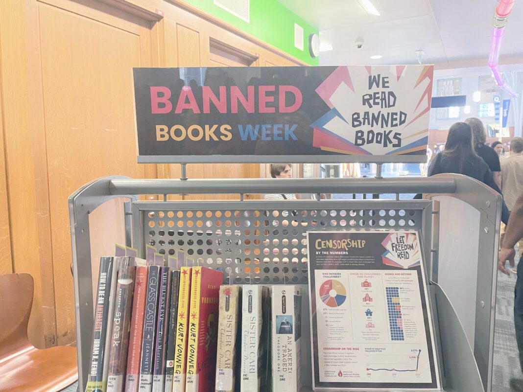 The Indianapolis Public Library kicked off National Banned Books Week on Oct. 3 with a fireside chat style conversation with John Green and State Senator and educator Andrea Hunley. (Photo/Chloe McGowan)