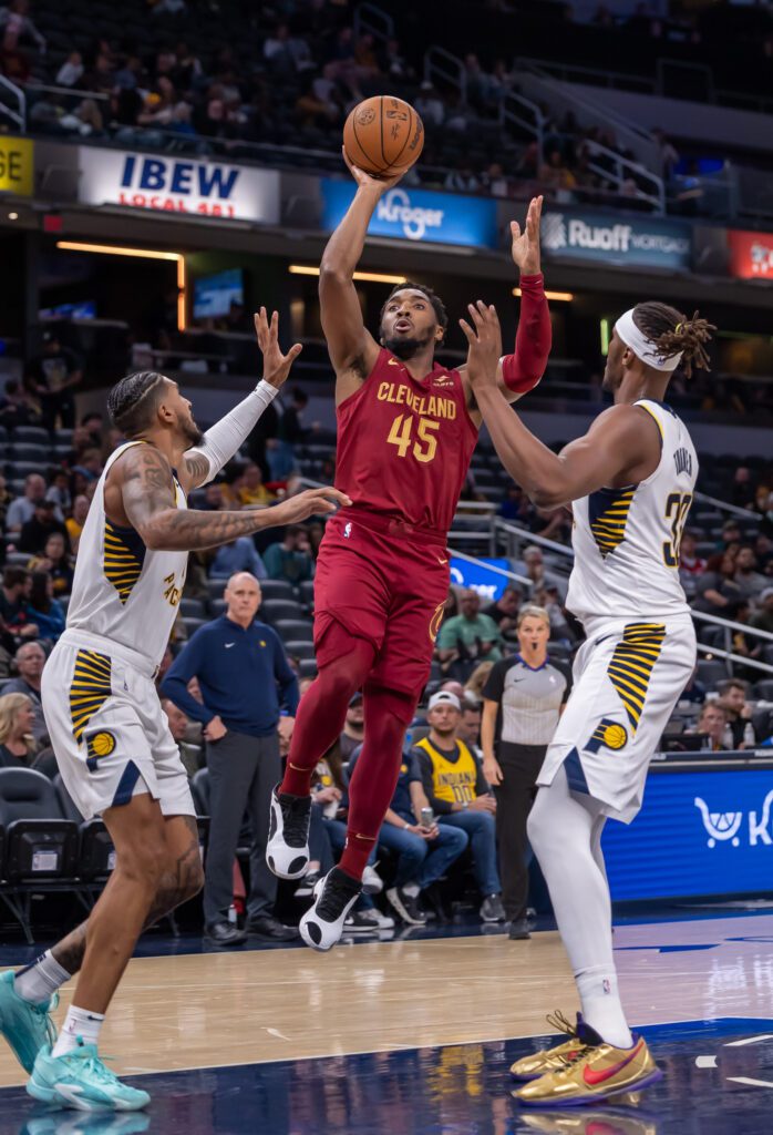 Indiana Pacers vs. Cleveland Cavaliers (Cavs) on Oct. 20, 2023. The Pacers defeated the Cavaliers 109-104 in the final game of the 2023-24 NBA Preseason.