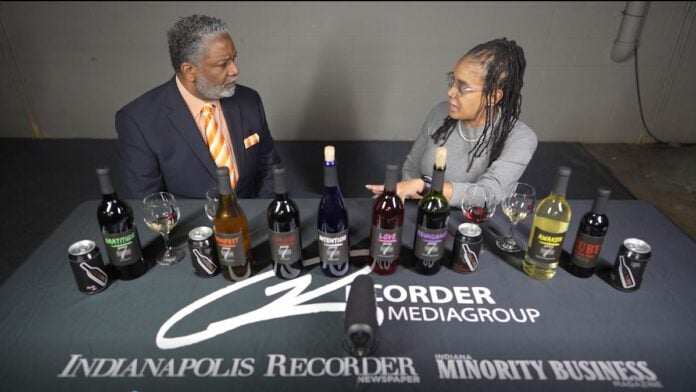 Former radio personality Thomas “ Sparkle Soxx” Griffin on the set of WMSBM Live YouTube Small Business Home Shopping Show. He is interviewing Nicole Kearney, Sip & Share Wines’ Winemaker/Founder. Sip & Share is a local participant in this year’s event. (Photo provided/WMSBM)