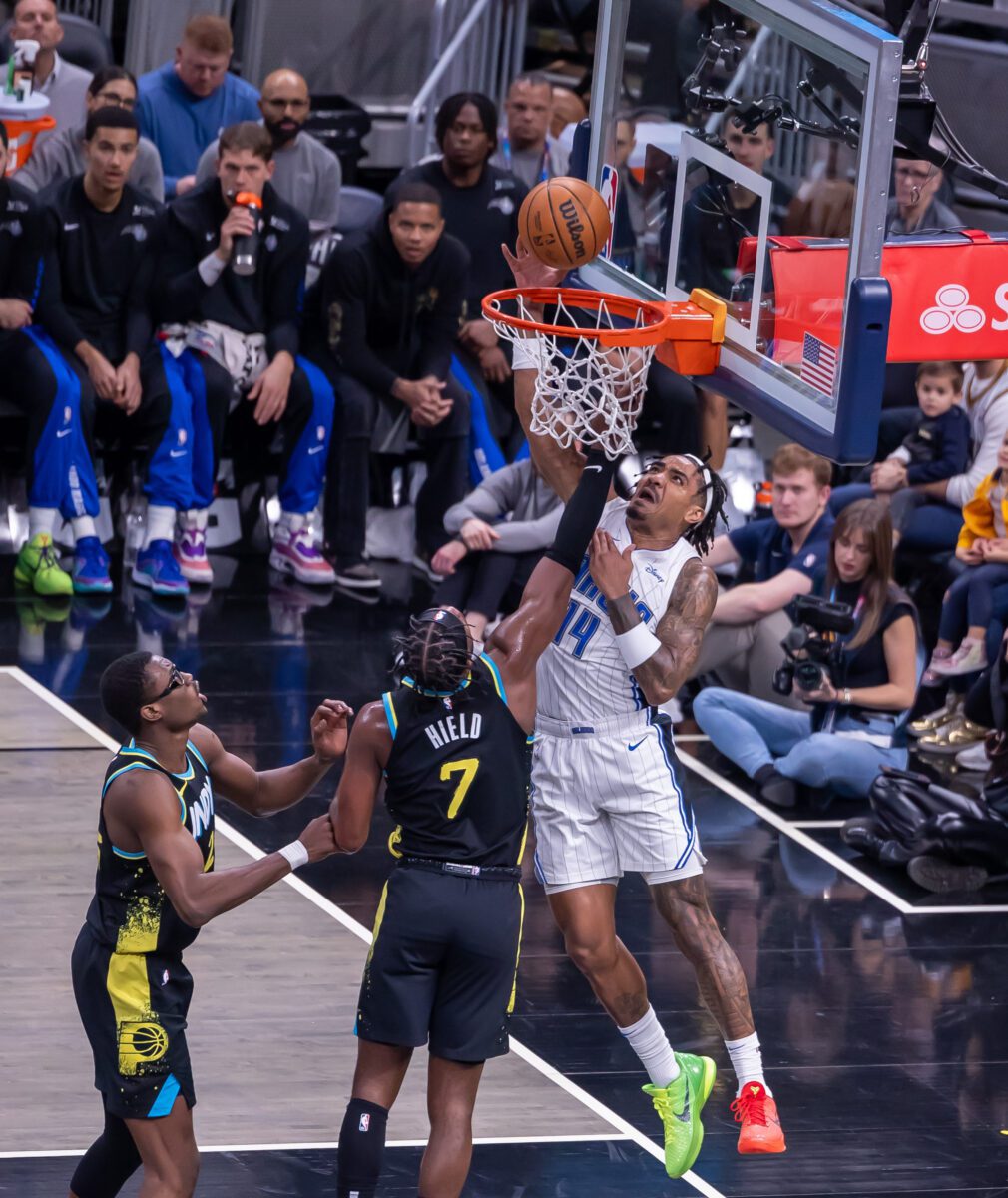Indiana Pacers versus Orlando Magic NBA basketball game at Gainbridge Fieldhouse in Indianapolis, Indiana.