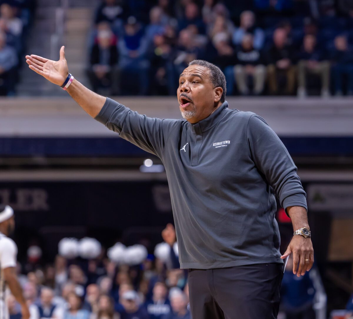 Butler Bulldogs versus Georgetown Hoyas men's basketball game at Hinkle Fieldhouse on December 19, 2023.