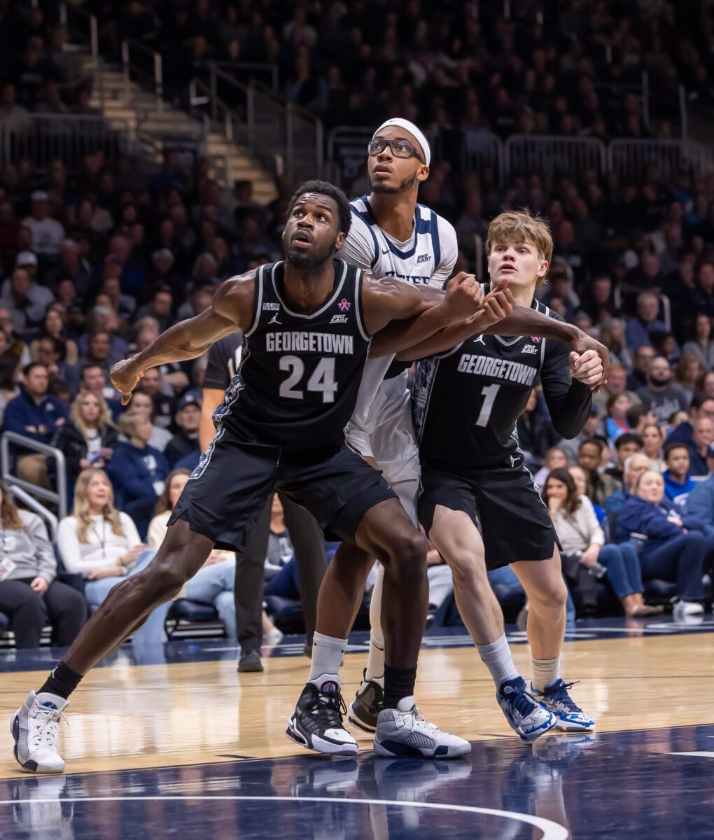 Butler Bulldogs versus Georgetown Hoyas men's basketball game at Hinkle Fieldhouse on December 19, 2023.