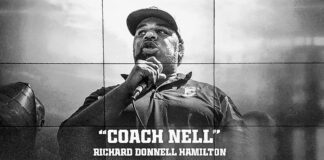 A banner of Richard Donnell 'Coach Nell' Hamilton displayed during his memorial service on January 11, 2023. (Photo/Noral Parham III