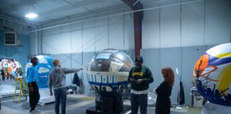 "Hoosier Historia" is a public art installation featuring 24 six-foot basketball sculptures depicting All-Star moments in Indiana Basketball History. (Photo provided/Jourdain Brown)
