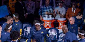 Forward Pascal Siakam makes his debut at Gainbridge Fieldhouse, located in Indianapolis, IN., against the NBA Champion Denver Nuggets on January 23, 2024. (Photo/Walt Thomas)