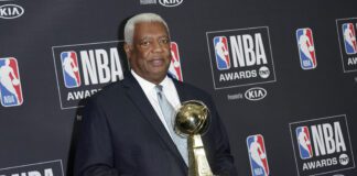 Oscar "The Big O" Robertson poses in the press room with the lifetime achievement award at the 2018 NBA Awards held at Barker Hangar on June 25, 2018 in Santa Monica, CA, USA (Photo by JC Olivera/Sipa USA)(Sipa via AP Images)