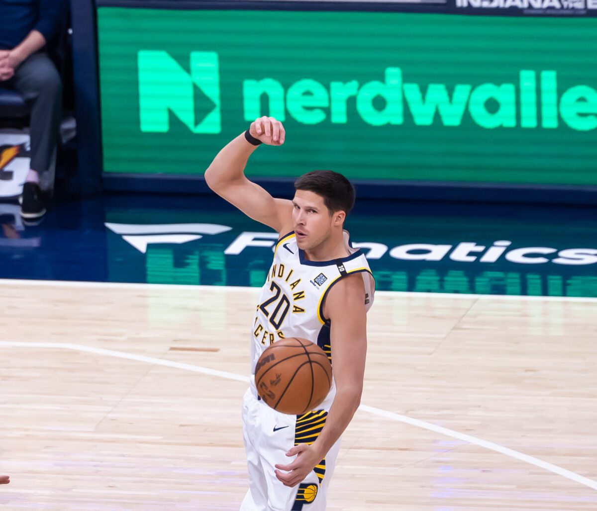 Indiana Pacers forward Doug McDermott (20)  during their matchup at Gainbridge Fieldhouse, located in Downtown Indianapolis, IN., on February 25, 2024. (Photo/Walt Thomas)