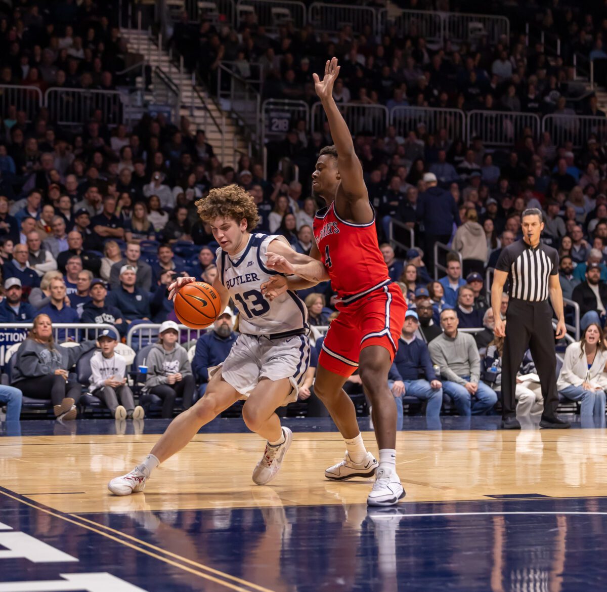 St. John's Red Storm versus Butler University Bulldogs mens basketball game photo at Hinkle Fieldhouse on February 29, 2024. (Photo/Walt Thomas)