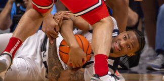 St. John's Red Storm versus Butler University Bulldogs mens basketball game photo at Hinkle Fieldhouse on February 29, 2024. (Photo/Walt Thomas)