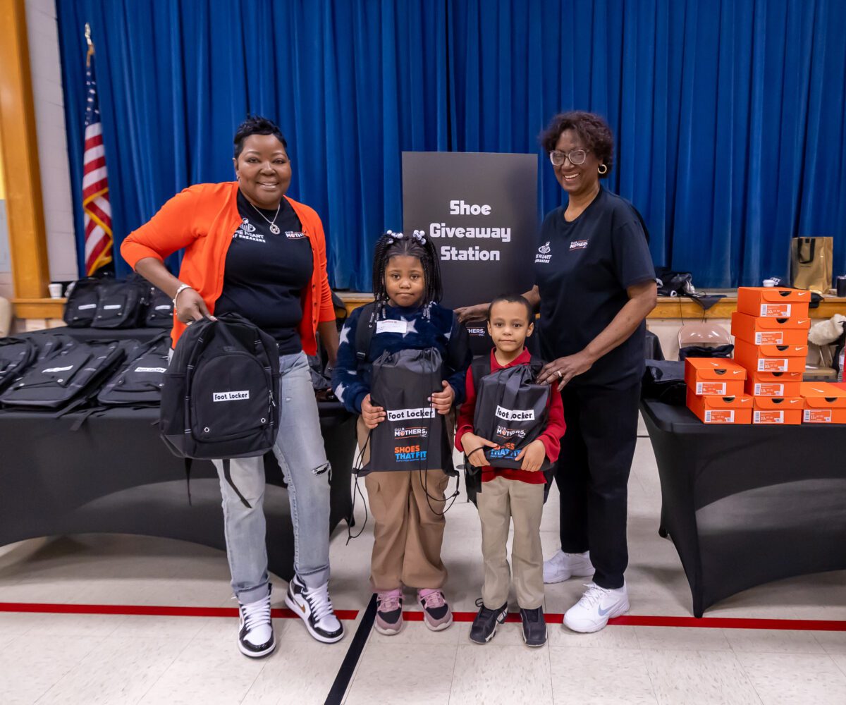 Wanda Durant Patricia Hibbert School 88 O.U.R. Mothers Inc. shoe giveaway during NBA All-Star Weekend