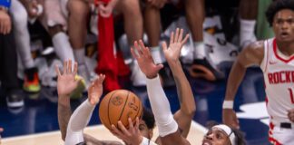 Houston Rockets versus Indiana Pacers NBA basketball game on February 6, 2024 at Gainbridge Fieldhouse in downtown Indianapolis, Indiana. (Photo/Walt Thomas)