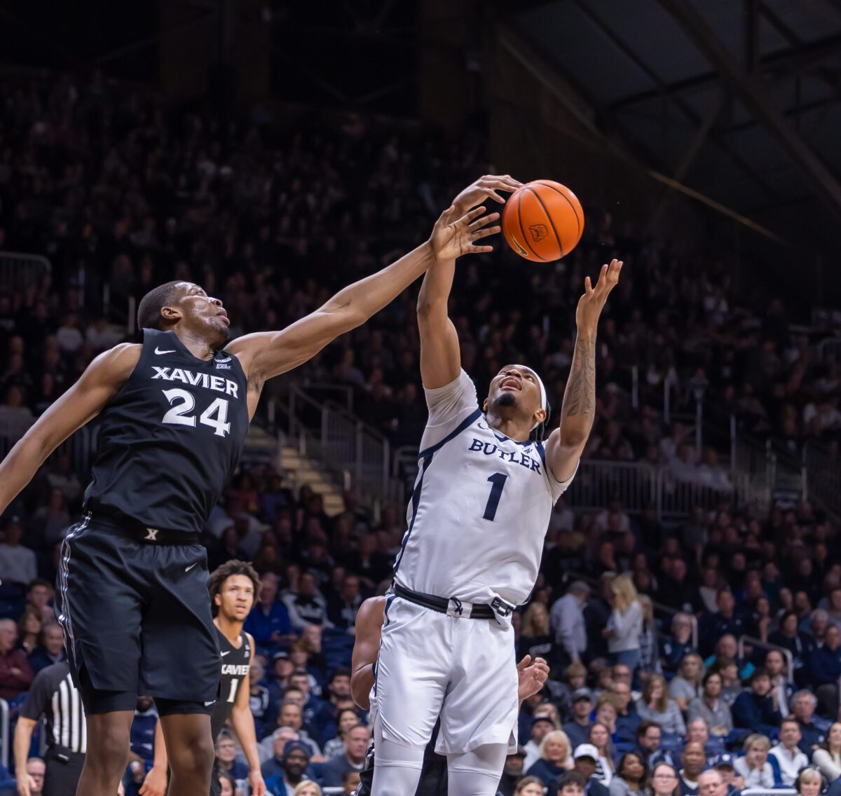 Xavier versus Butler University mens basketball game at Hinkle FIeldhouse on March 6, 2024. Photos by Walt Thomas.