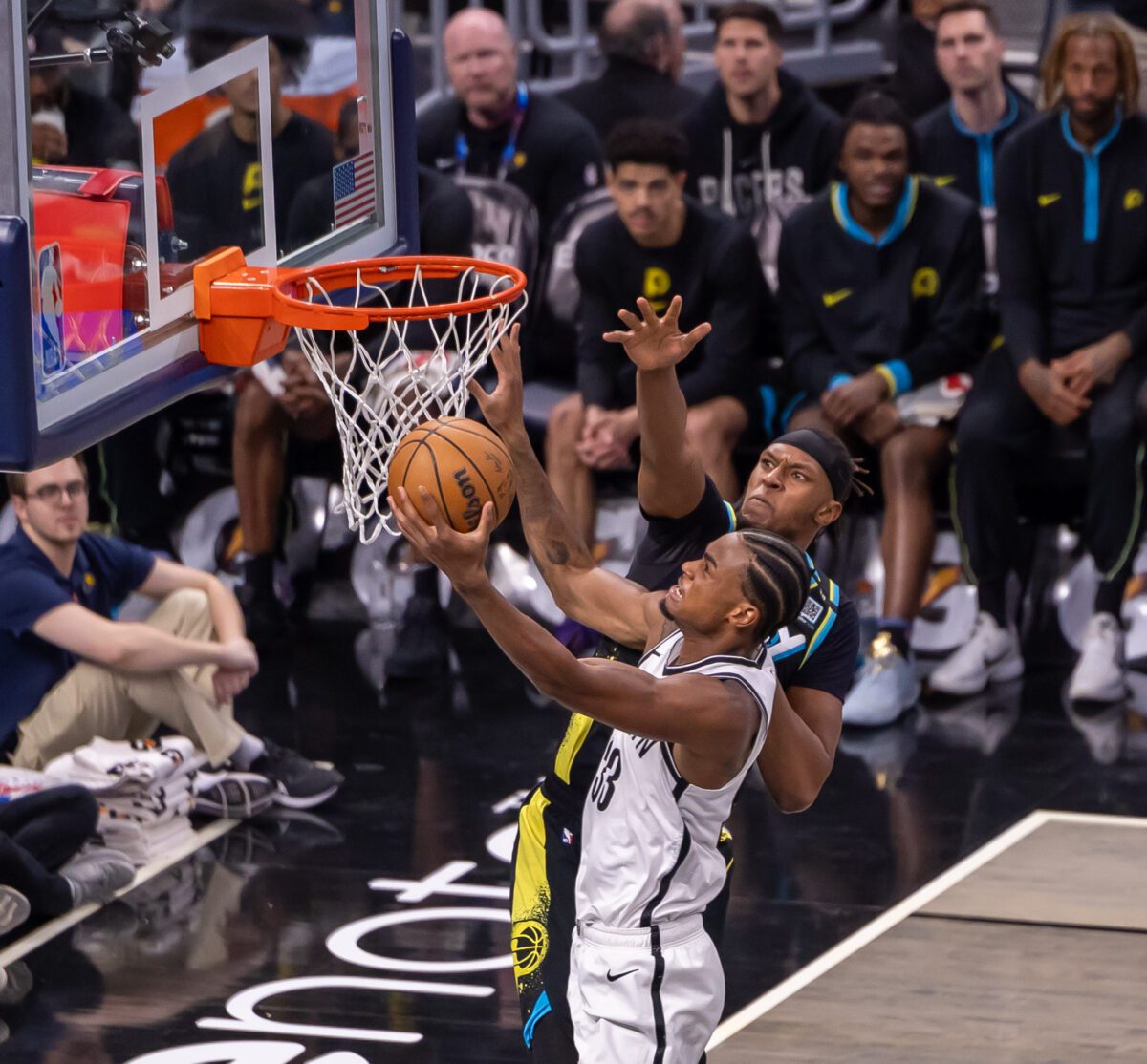 Brooklyn Nets at Indiana Pacers NBA Basketball Game March 17, 2024 at Gainbridge Fieldhouse in Downtown Indianapolis, Indiana. Photo by Walt Thomas.