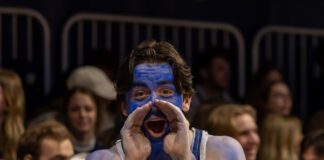 Xavier versus Butler University mens basketball game at Hinkle Fieldhouse on March 6, 2024. Photos by Walt Thomas.