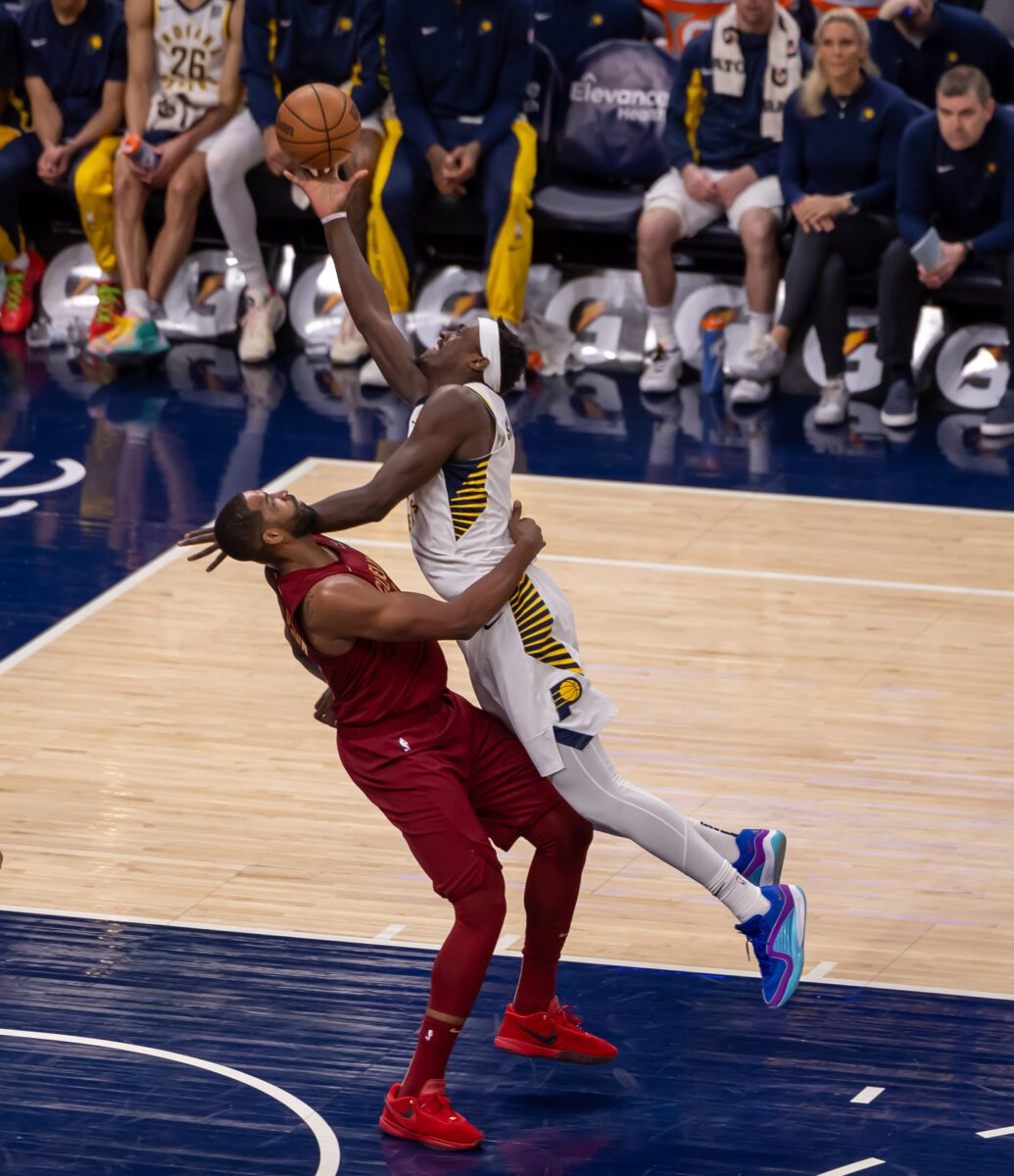 Cleveland Cavaliers at Indiana Pacers NBA basketball game, Gainbridge Fieldhouse, Downtown Indianapolis, Indiana, March 18, 2024 by Walt Thomas.