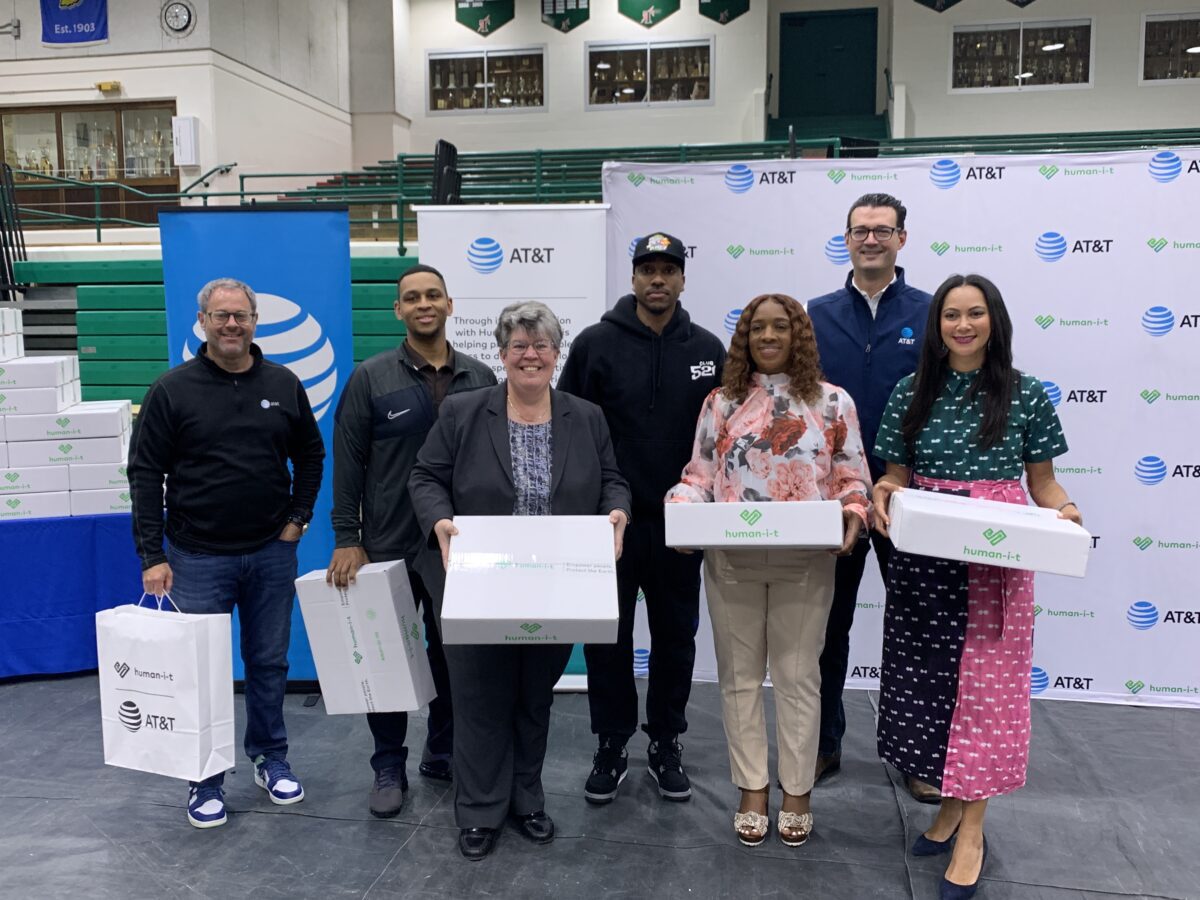 Jeff Teague donating nearly 300 laptops , in partnership with AT&T and Human-I-T in April of 2024.