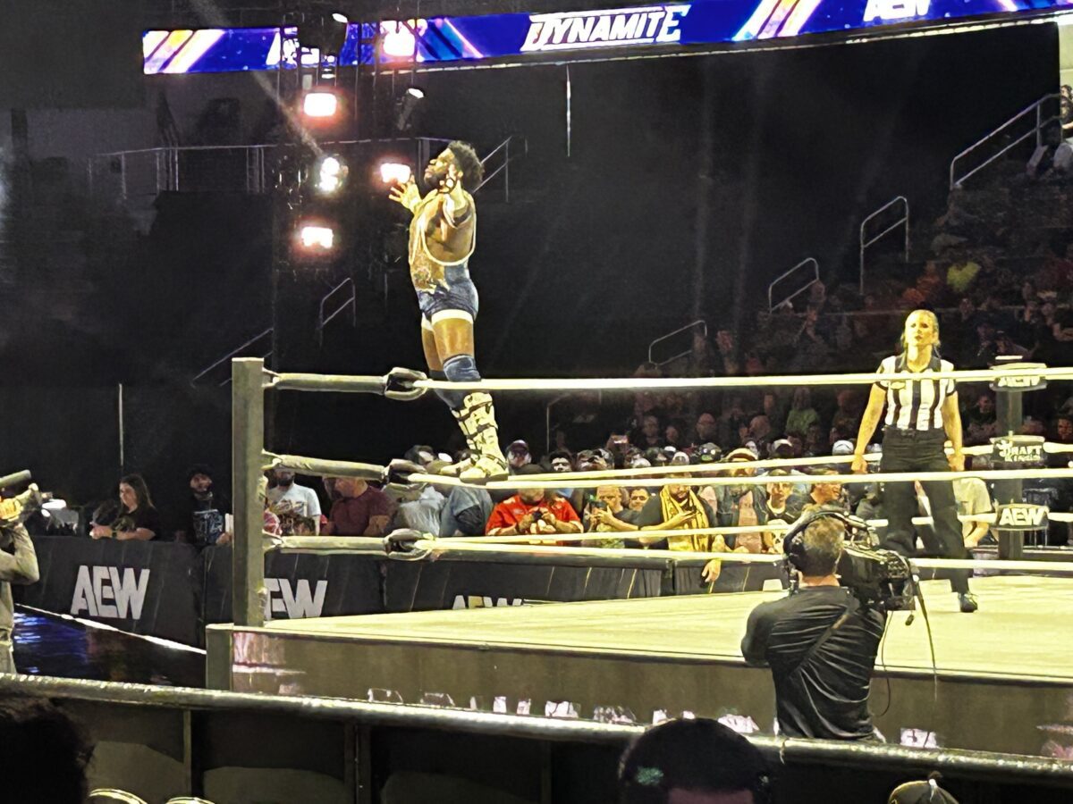 Fans cheering for some of their favorite talent during the AEW Dynamite wrestling show on April 17, 2024 at Indiana Farmers Coliseum. (Photo/Robert Clark)