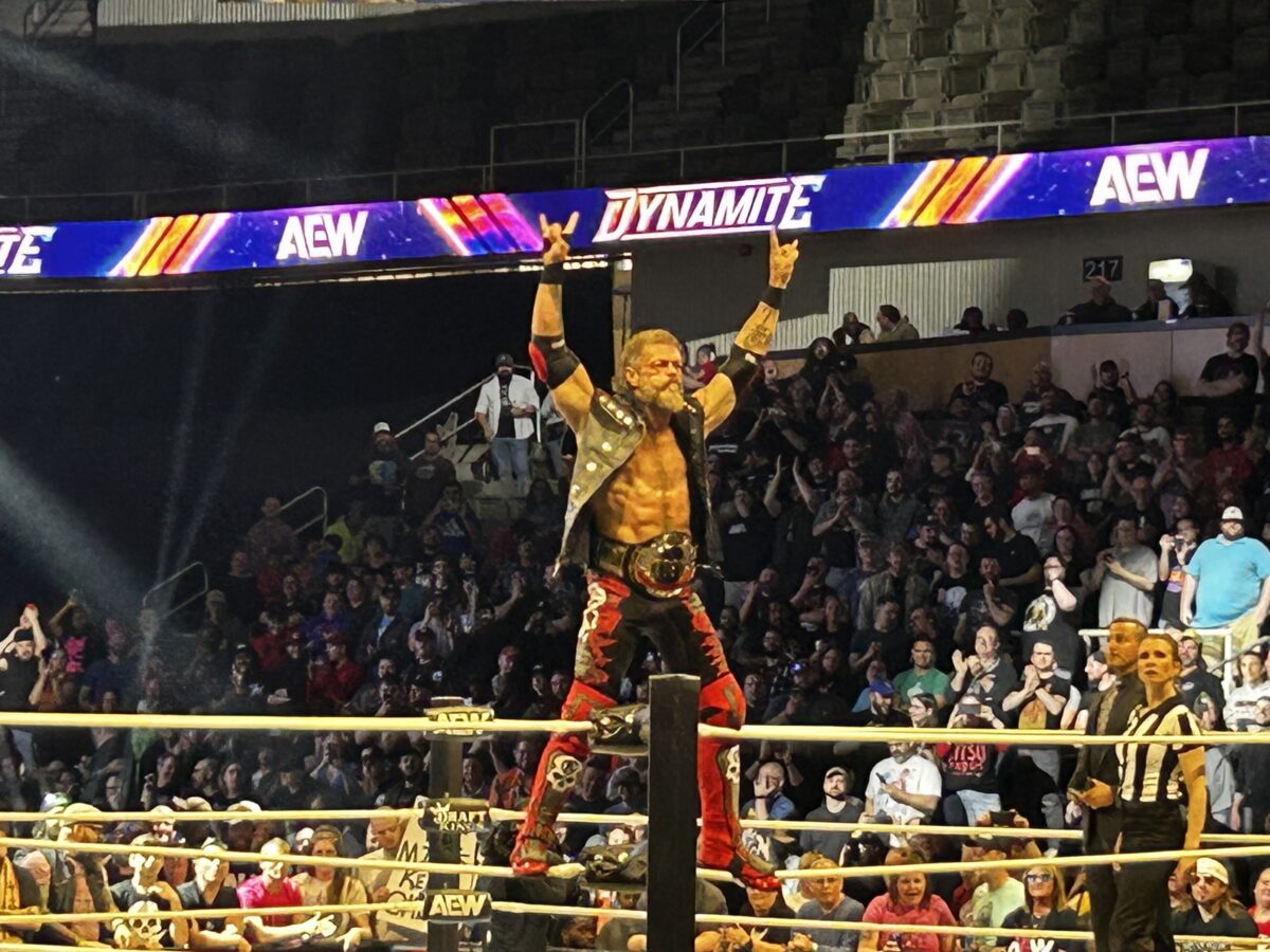 Fans cheering for some of their favorite talent during the AEW Dynamite wrestling show on April 17, 2024 at Indiana Farmers Coliseum. (Photo/Robert Clark)