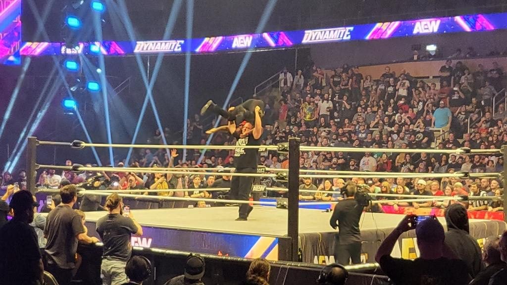 Fans cheering for some of their favorite talent during the AEW Dynamite wrestling show on April 17, 2024 at Indiana Farmers Coliseum. (Photo/Robert Clark)