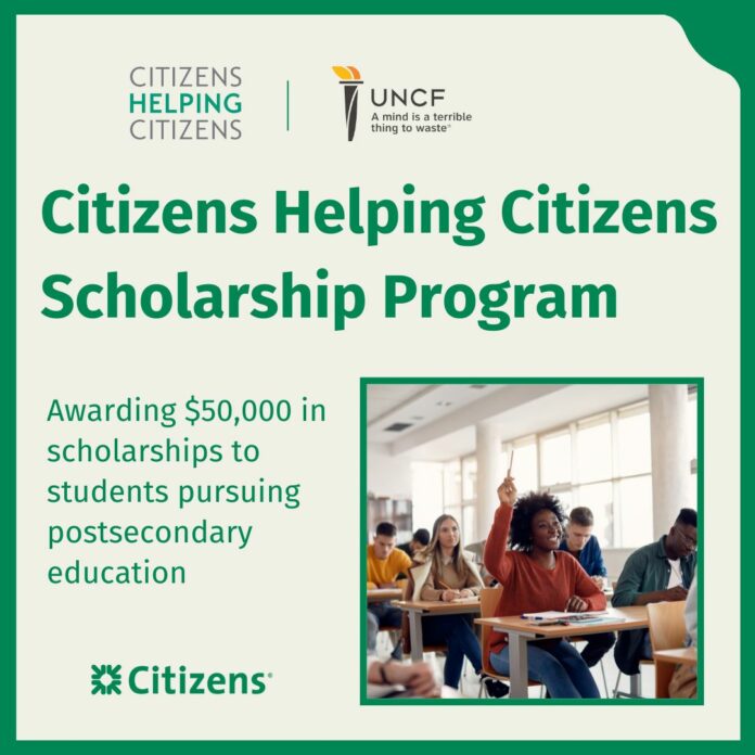 Applications for the “Citizens Helping Citizens” scholarship are now open. All students are encouraged to apply by midnight ET on May 13, 2024.